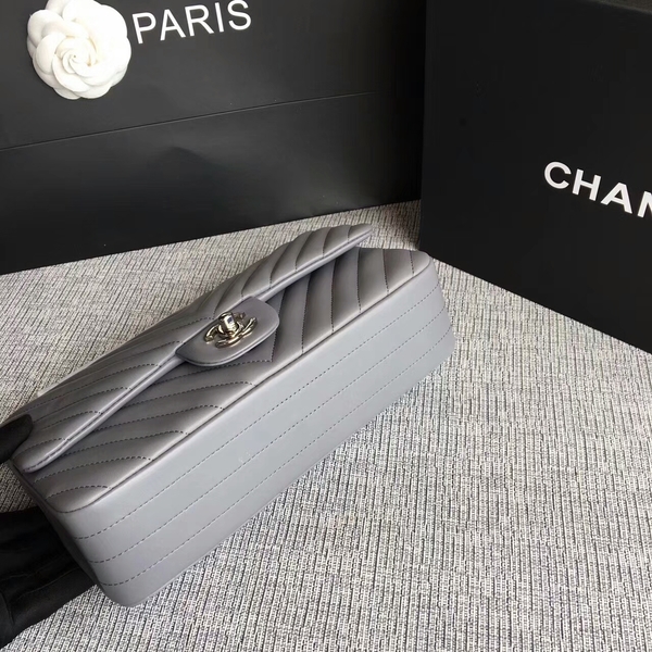 Chanel Flap Shoulder Bags Grey Original Sheepskin CF1112 Silver