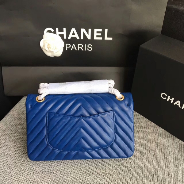 Chanel Flap Shoulder Bags Blue Original Sheepskin CF1112 Glod