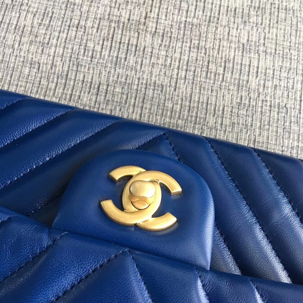 Chanel Flap Shoulder Bags Blue Original Sheepskin CF1112 Glod