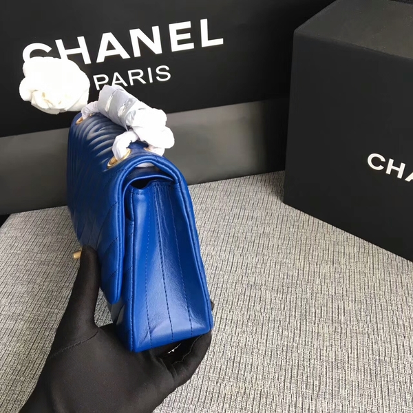Chanel Flap Shoulder Bags Blue Original Sheepskin CF1112 Glod
