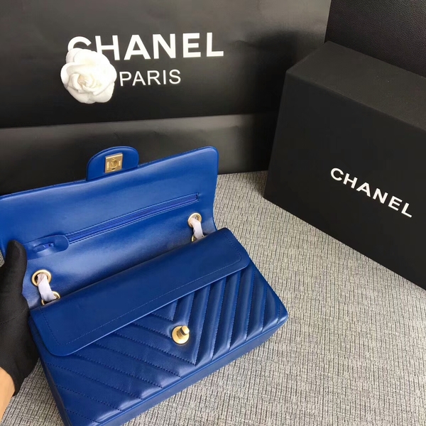 Chanel Flap Shoulder Bags Blue Original Sheepskin CF1112 Glod