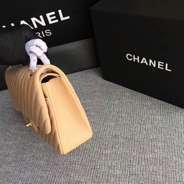 Chanel Flap Shoulder Bags Camel Original Sheepskin CF1112 Glod