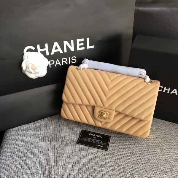 Chanel Flap Shoulder Bags Camel Original Sheepskin CF1112 Glod