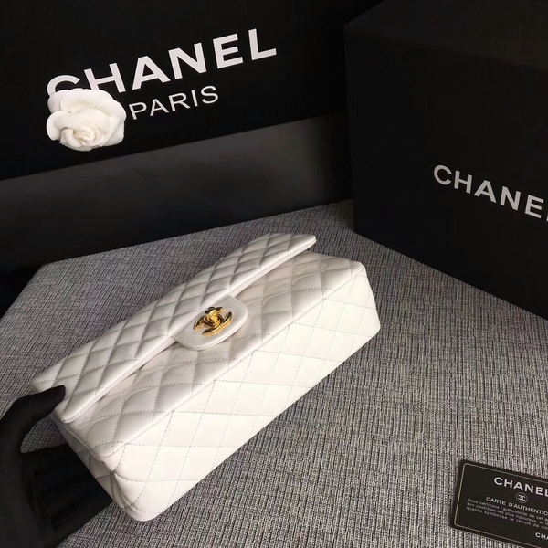 Chanel Flap Shoulder Bags White Original Patent Leather CF1112 Glod