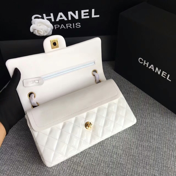 Chanel Flap Shoulder Bags White Original Patent Leather CF1112 Glod