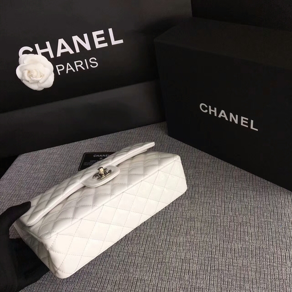 Chanel Flap Shoulder Bags White Original Patent Leather CF1112 Silver