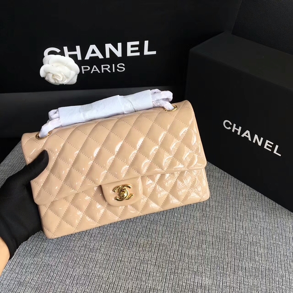 Chanel Flap Shoulder Bags Camel Original Patent Leather CF1112 Glod