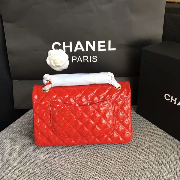 Chanel Flap Shoulder Bags Red Original Patent Leather CF1112 Glod