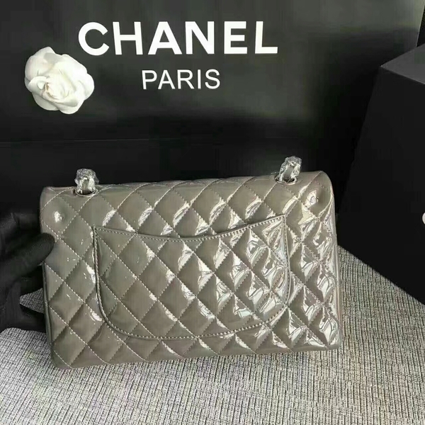 Chanel Flap Shoulder Bags Grey Original Patent Leather CF1112 Silver