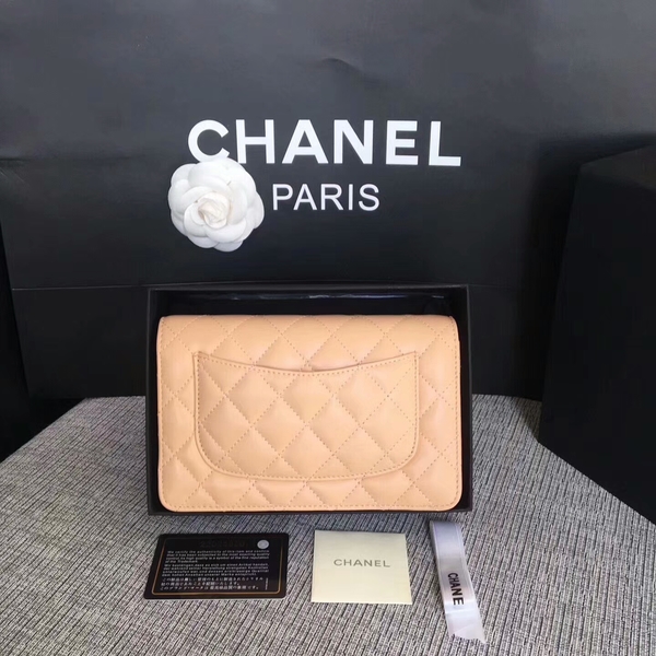 Chanel WOC Flap Bag Camel Original Sheepskin Leather 33814 Glod