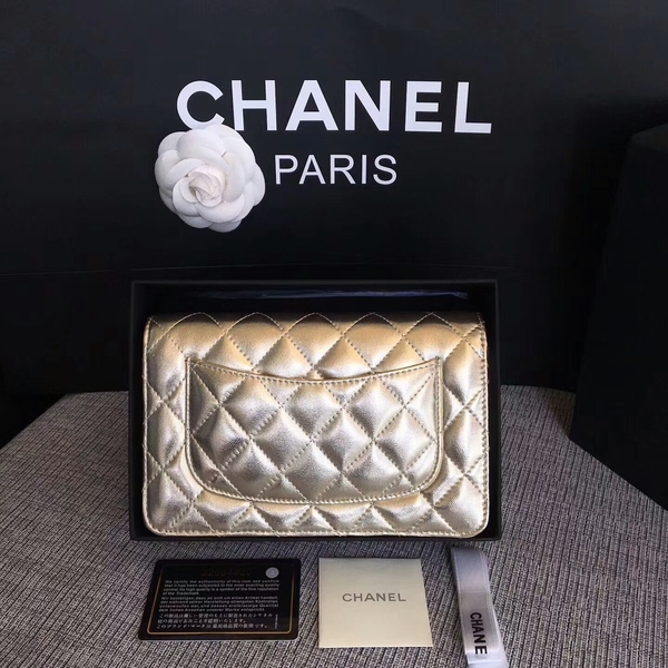 Chanel WOC Flap Bag Original Sheepskin Leather 33814A Silver