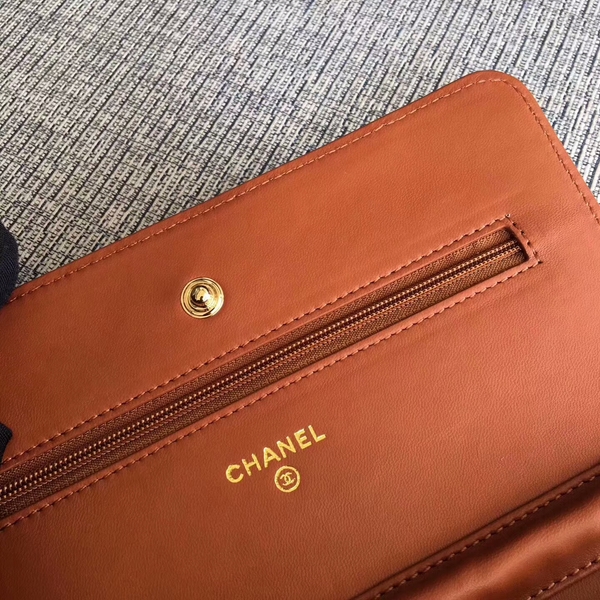 Chanel WOC Flap Bag Orange Original Sheepskin Leather 33814 Glod