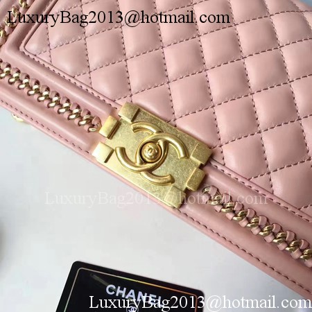 Boy Chanel Top Handle Flap Bag Original Sheepskin Leather A94804 Pink