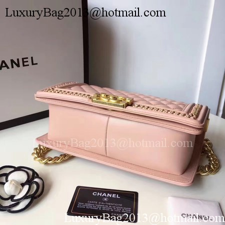 Boy Chanel Top Handle Flap Bag Original Sheepskin Leather A94804 Pink