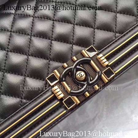 Boy Chanel Top Handle Flap Bag Original Sheepskin Leather CHA6600 Black