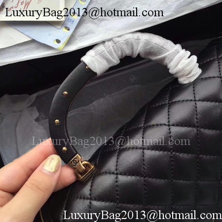 Boy Chanel Top Handle Flap Bag Original Sheepskin Leather CHA6600 Black