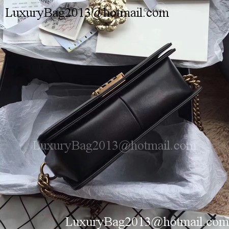 Boy Chanel Top Handle Flap Bag Original Sheepskin Leather CHA6600 Black