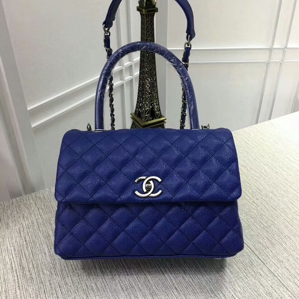 Chanel Caviar Leather Top Handle Bag 92991 Blue