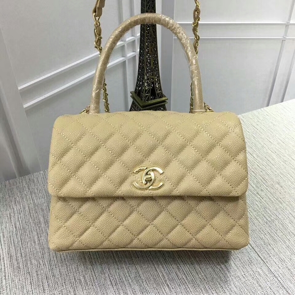 Chanel Caviar Leather Top Handle Bag 92991 Gold