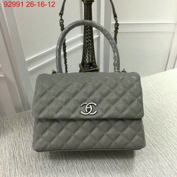 Chanel Caviar Leather Top Handle Bag 92991 Grey