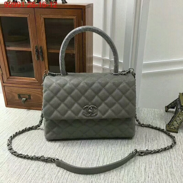 Chanel Caviar Leather Top Handle Bag 92991 Grey