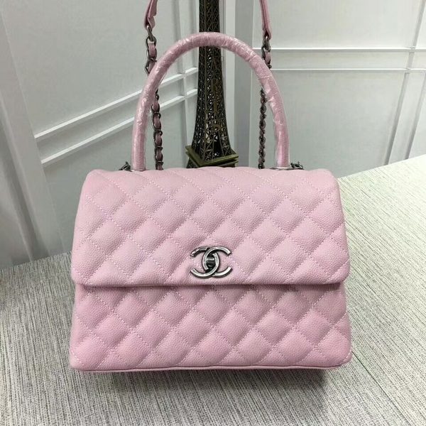 Chanel Caviar Leather Top Handle Bag 92991 Pink