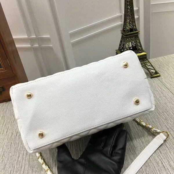 Chanel Caviar Leather Top Handle Bag 92991 White