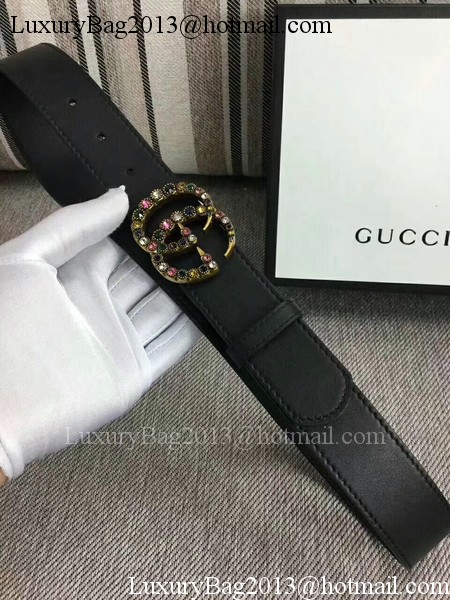 Gucci 34mm Leather Belt GG57001 Black