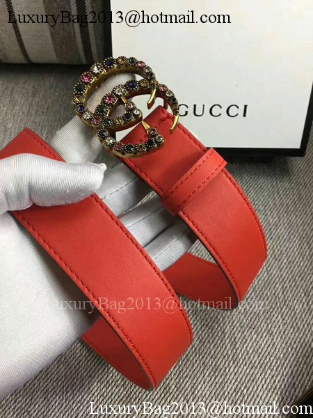 Gucci 34mm Leather Belt GG57001 Red
