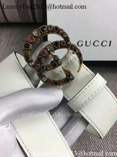 Gucci 34mm Leather Belt GG57001 White