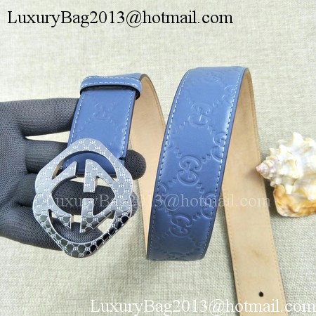 Gucci 38mm Leather Belt GG57098 Blue