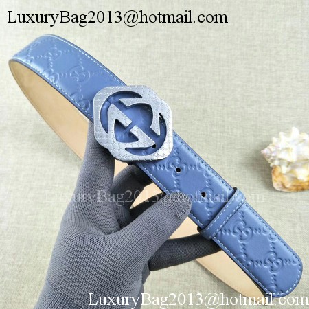Gucci 38mm Leather Belt GG57098 Blue