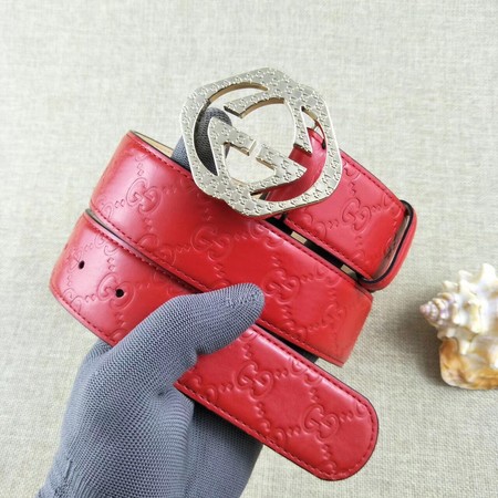 Gucci 38mm Leather Belt GG57098 Red