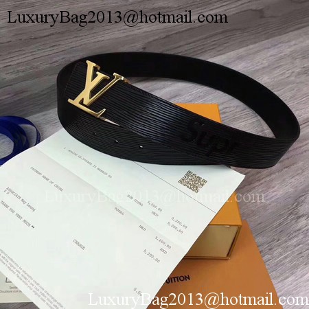 Louis Vuitton SPREME 40mm Black Epi Leather Belt M5897 Gold