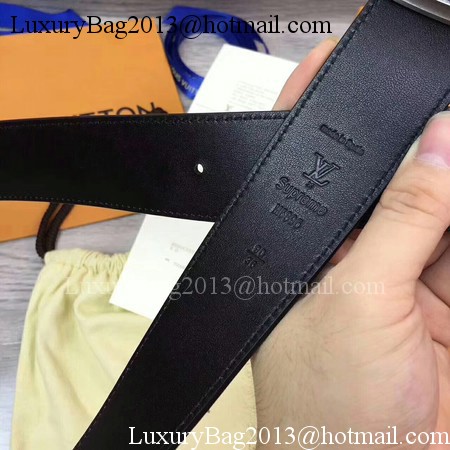 Louis Vuitton SPREME 40mm Black Epi Leather Belt M5897 Silver