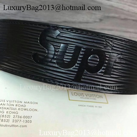 Louis Vuitton SPREME 40mm Black Epi Leather Belt M5897 Silver