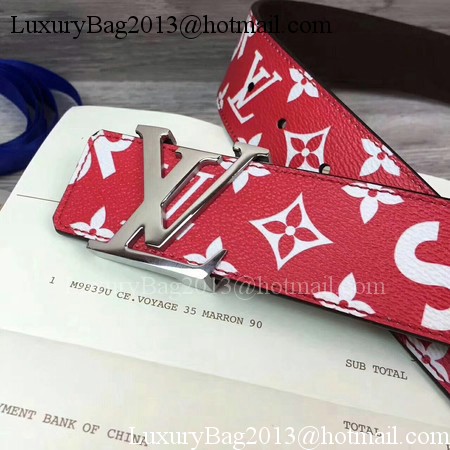 Louis Vuitton SPREME 40mm Red Belt M5899 Silver