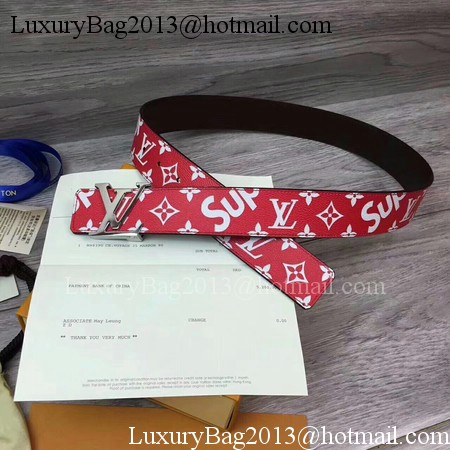 Louis Vuitton SPREME 40mm Red Belt M5899 Silver