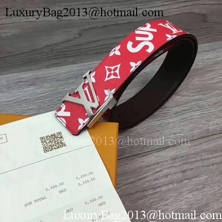 Louis Vuitton SPREME 40mm Red Belt M5899 Silver