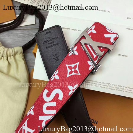 Louis Vuitton SPREME 40mm Red Belt M5899 Silver