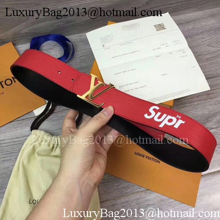 Louis Vuitton SPREME 40mm Red Epi Leather Belt M5897 Gold
