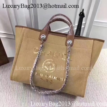 Chanel Canvas Tote Shopping Bag A68046 Apricot