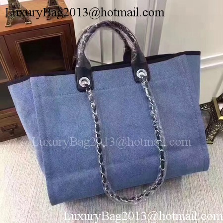 Chanel Canvas Tote Shopping Bag A68046 Blue