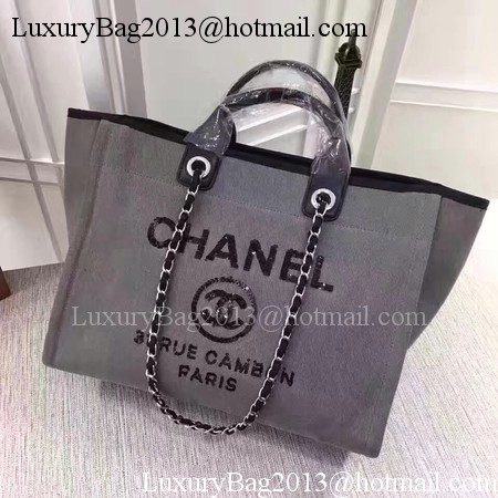 Chanel Canvas Tote Shopping Bag A68046 Grey