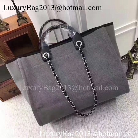 Chanel Canvas Tote Shopping Bag A68046 Grey