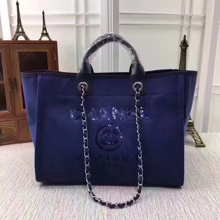 Chanel Canvas Tote Shopping Bag A68046 Royal