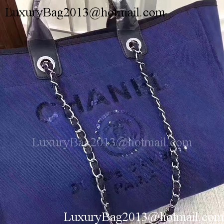 Chanel Canvas Tote Shopping Bag A68046 Royal