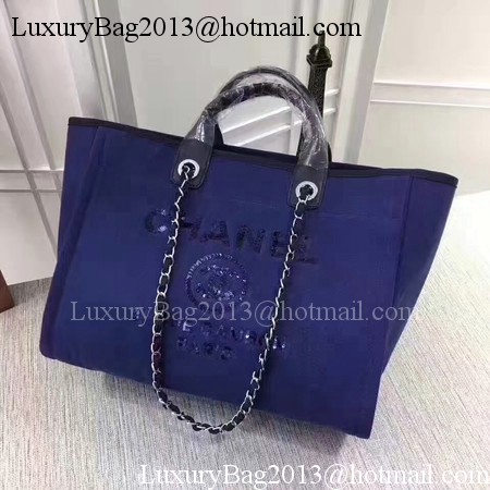 Chanel Canvas Tote Shopping Bag A68046 Royal