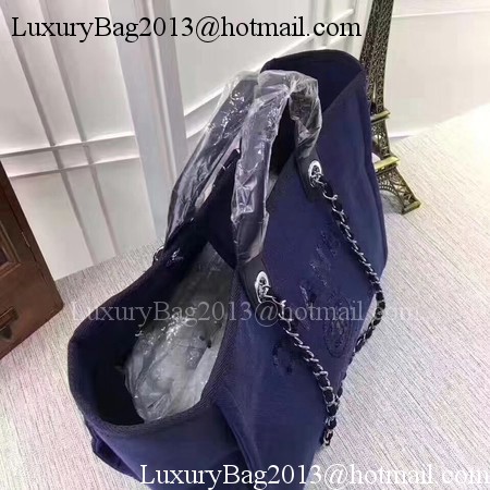 Chanel Canvas Tote Shopping Bag A68046 Royal
