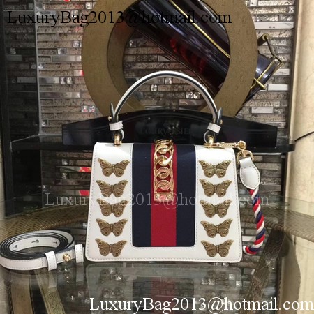 Gucci Sylvie Animal Studs Leather mini Bag 470270 White